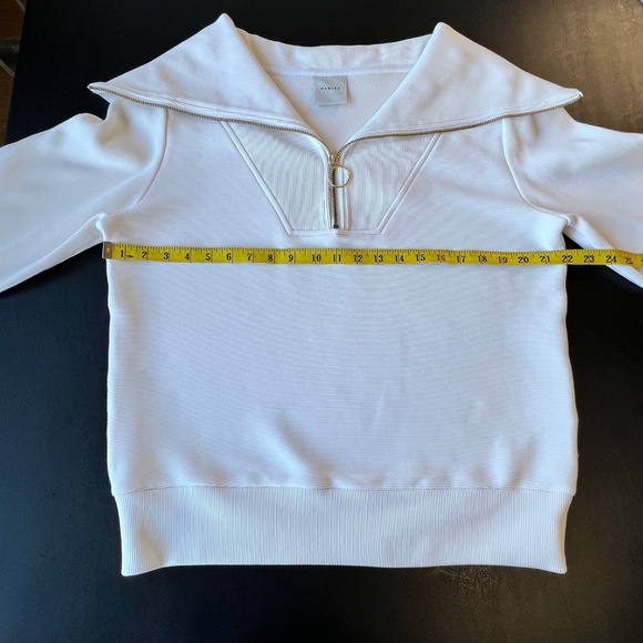 Varley Vine half zip cream ottoman pullover ribbed top - Picture 6 of 13